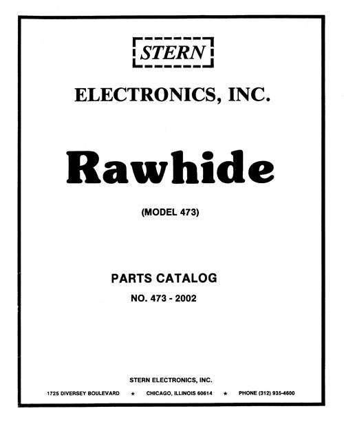 RAWHIDE (Stern) Parts Catalog & Schematic