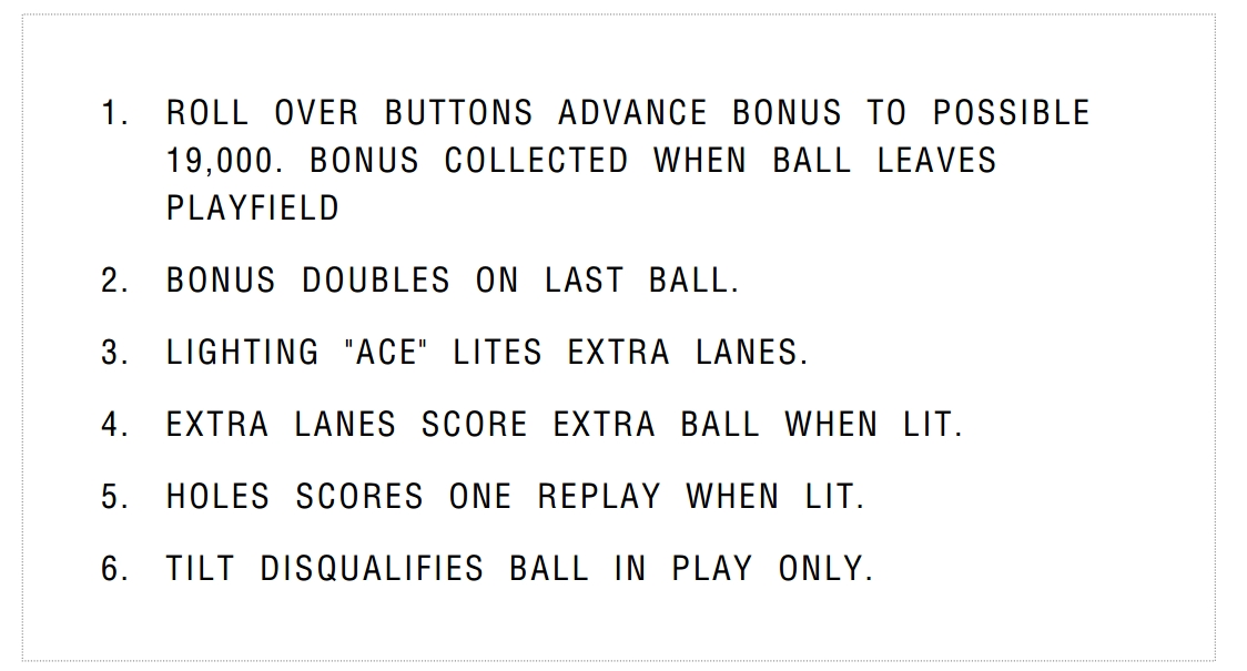 RED BARON (Chicago Coin) Score Cards