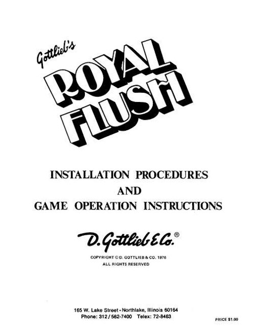 ROYAL FLUSH (Gottlieb 1976) Manual