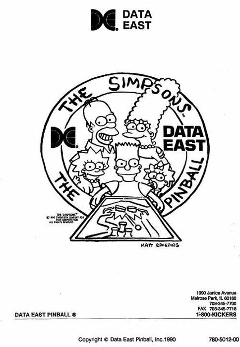 SIMPSONS (Data East) Manual & Schematic - Reprint
