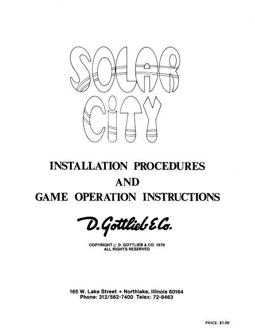 SOLAR CITY (Gottlieb) Manual & Schem.