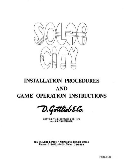 SOLAR CITY (Gottlieb) Manual & Schem.