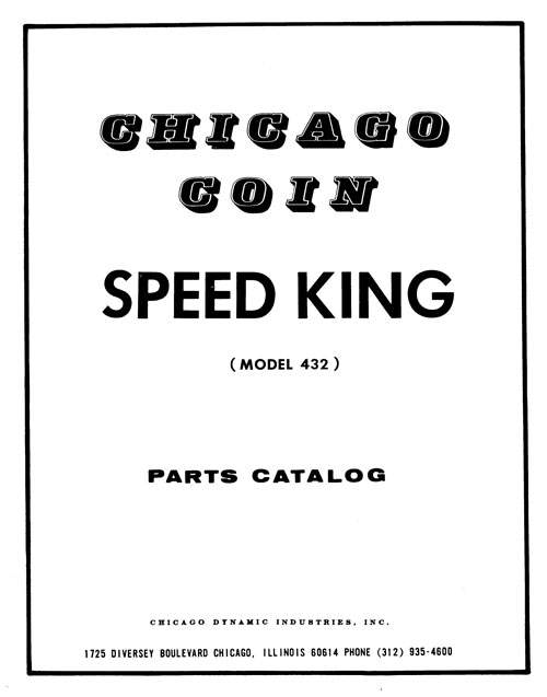 SPEED KING (Chicago Coin)  Manual +