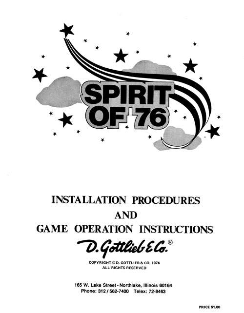 SPIRIT OF 76 (Gottlieb) Manual / Schem.