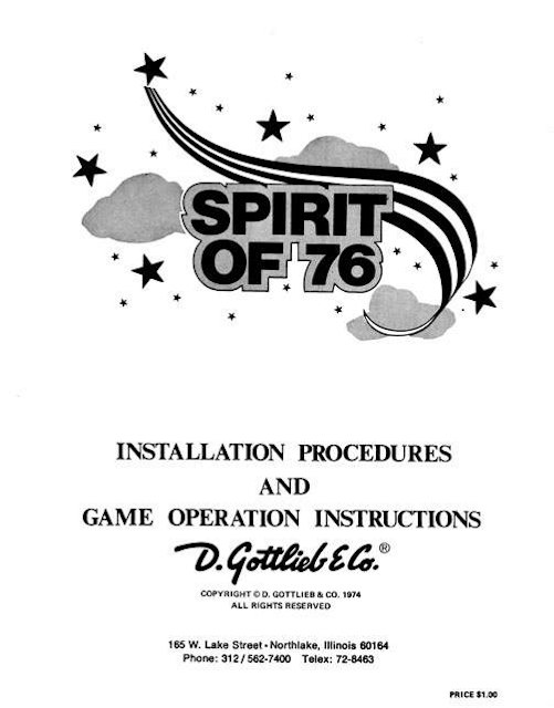 SPIRIT OF 76 (Gottlieb) Manual / Schem.