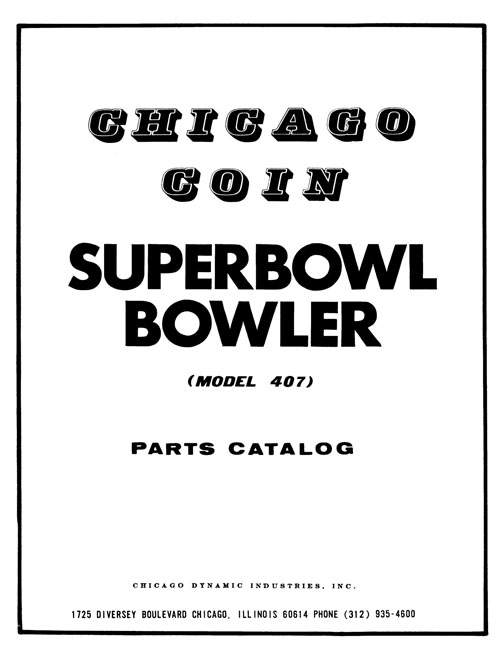 SUPERBOWL BOWLER (Chicago Coin) Manual