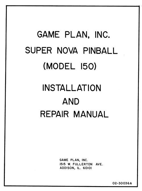 SUPER NOVA (Game Plan) Manual