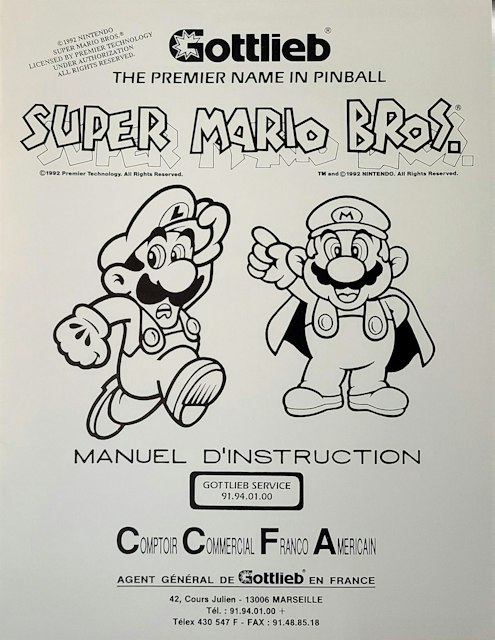 SUPER MARIO BROS (Gottlieb) Manual FRENCH