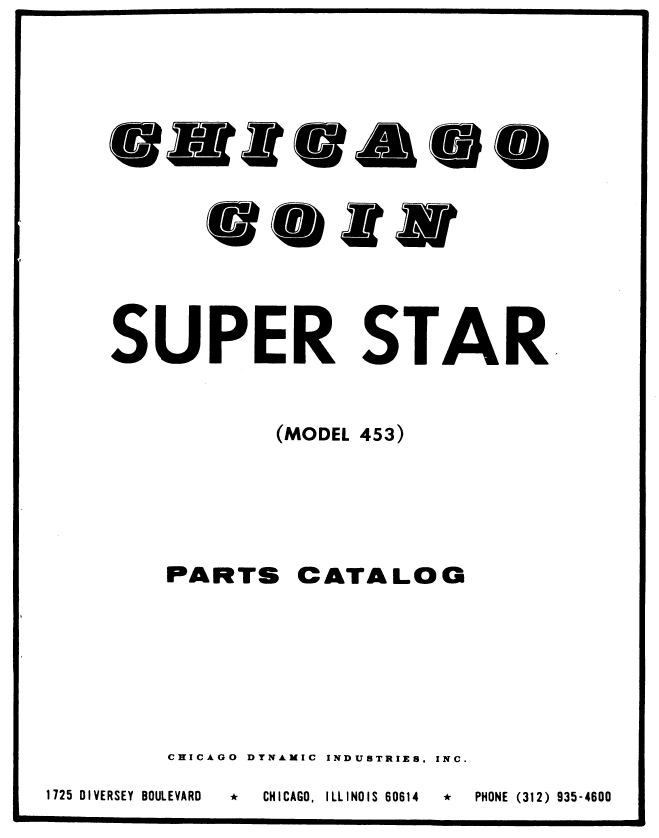 SUPER STAR (Chicago Coin) Manual/Schem