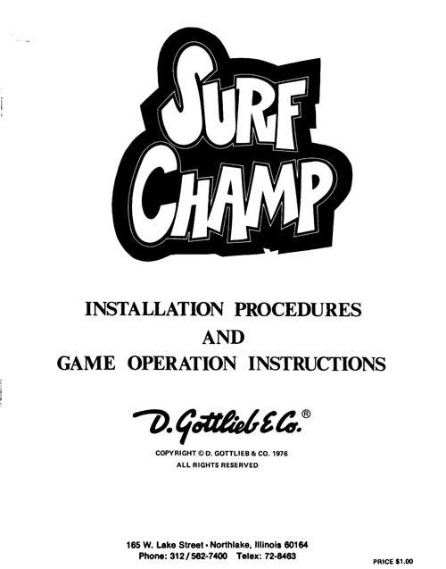 SURF CHAMP (Gottlieb) Manual & Schematic