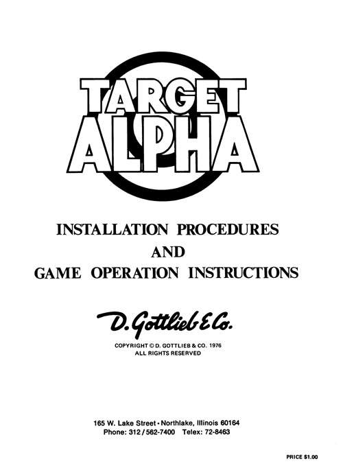 TARGET ALPHA (Gottlieb) Manual & Schem.