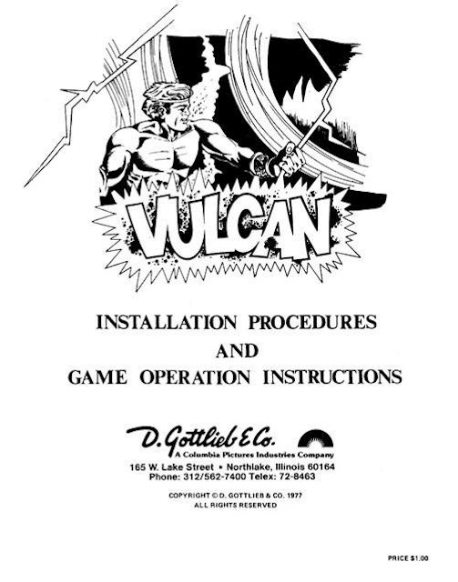 VULCAN (Gottlieb) Manual & Schematic