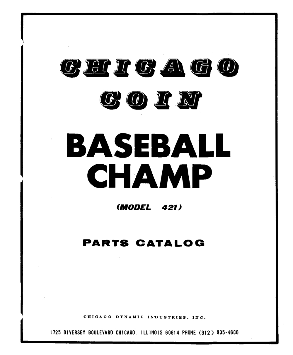 BASEBALL CHAMP (Chicago Coin) Manual & Schematic