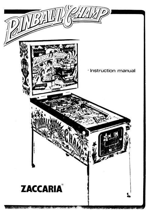 PINBALL CHAMP (Zaccaria) Manual set