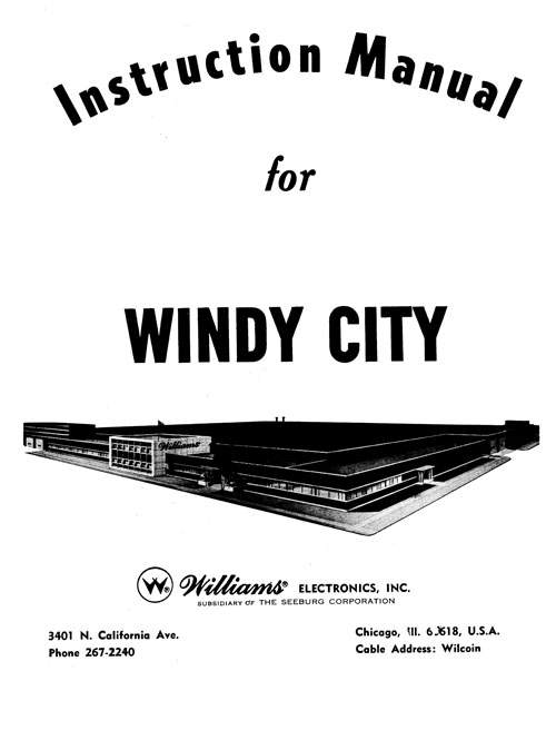 WINDY CITY Shuffle (United) Manual & Schematic set