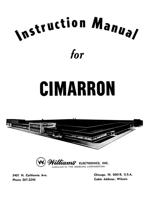 CIMARON SHUFFLE (United) Manual & Schem