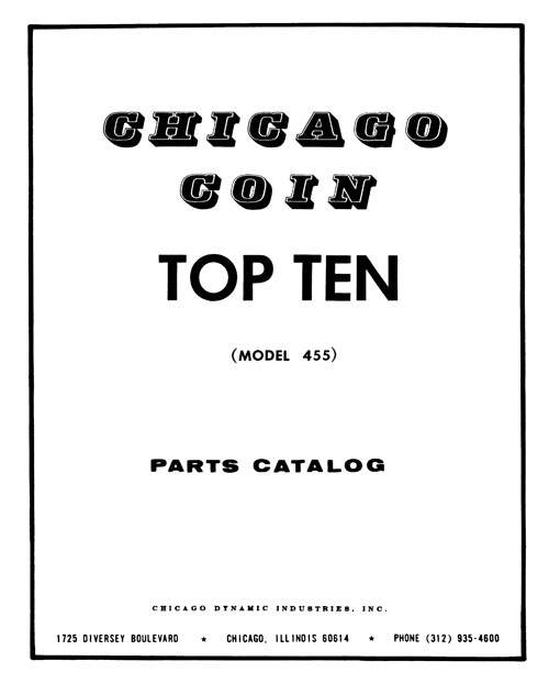 TOP TEN (Chicago Coin) Manual/Schematic