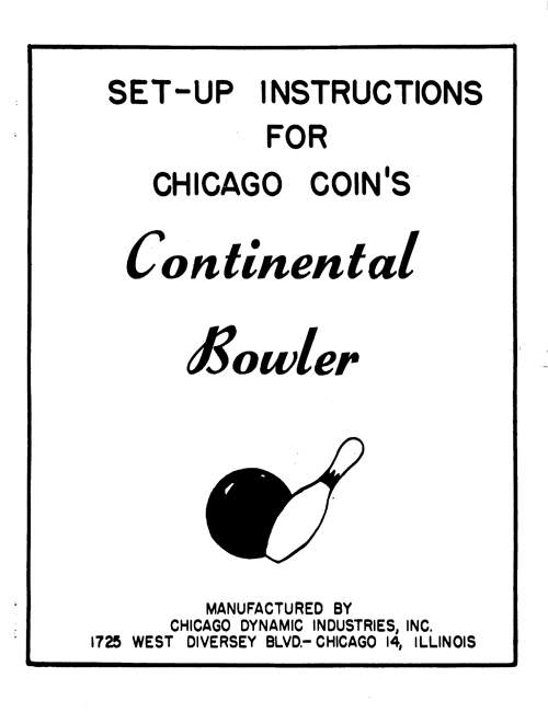 CONTINENTAL BOWLER (CCM) Manual & Schem.