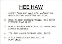 HEE HAW (Chicago Coin) Score Card Set
