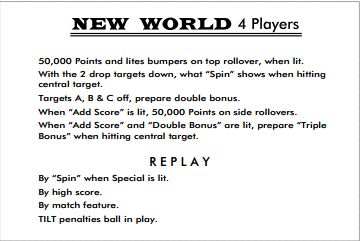NEW WORLD (Playmatic) Score Cards (3)