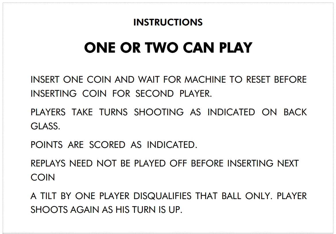 SUN VALLEY (Chicago Coin) Score Cards