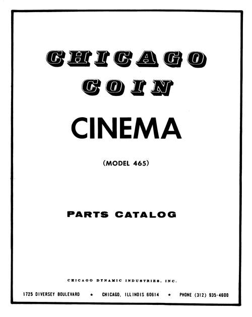 CINEMA (Chicago Coin) Manual & Schematic