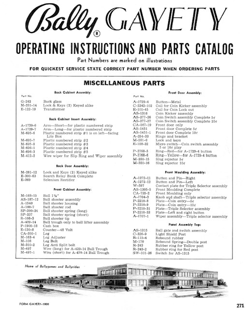 GAYETY Bingo (Bally) Manual & Schematic