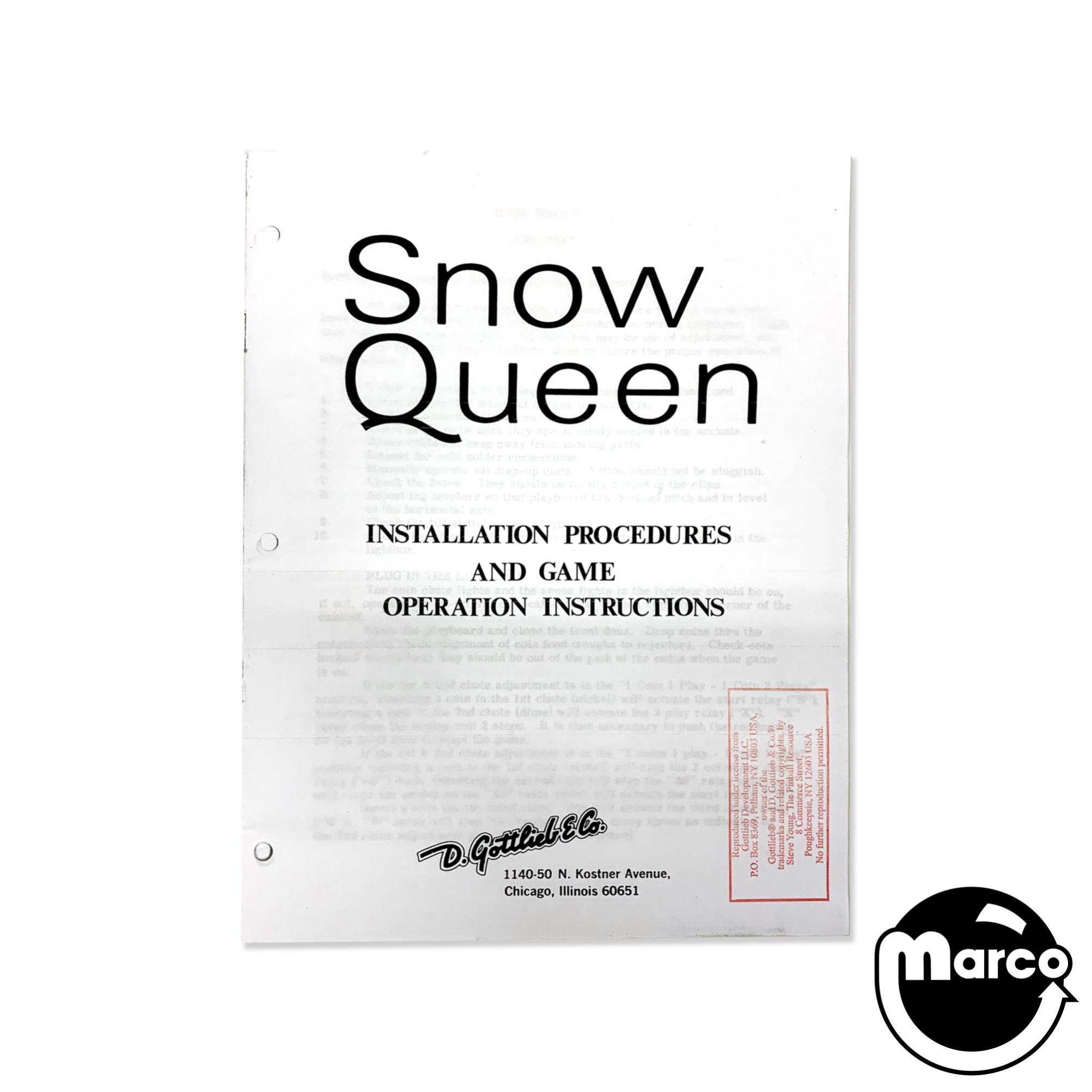 SNOW QUEEN (Gottlieb) Manual/Schematic