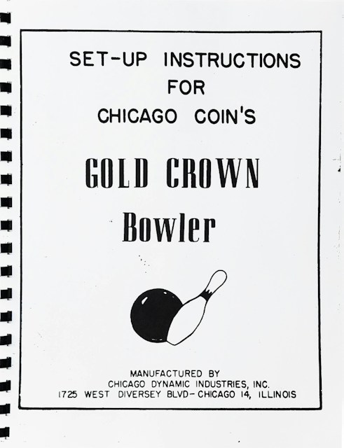 GOLD CROWN BOWLER (CCM) Manual/Schematic