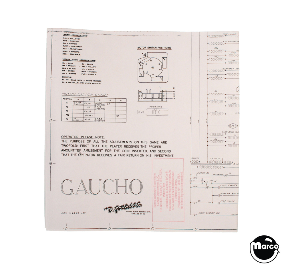 GAUCHO (Gottlieb) Schematic