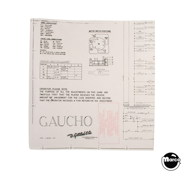 GAUCHO (Gottlieb) Schematic