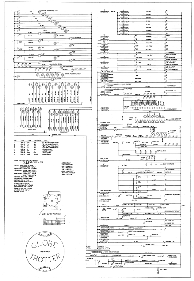 GLOBE TROTTER (Gottlieb 1951) Schematic