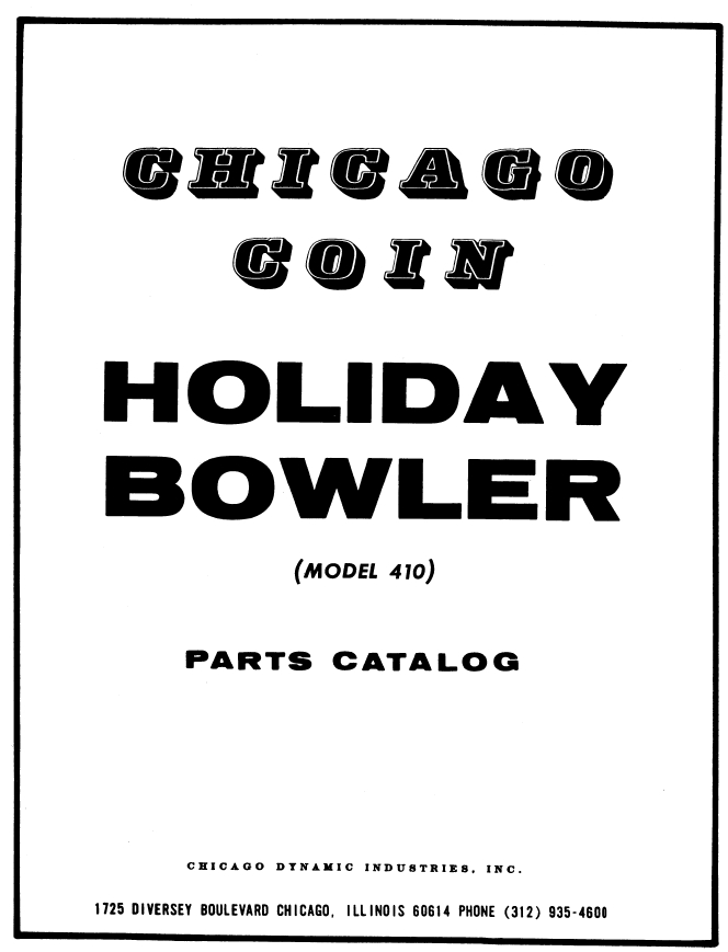 HOLIDAY BOWLER (Chicago Coin) - Manual & Schematic