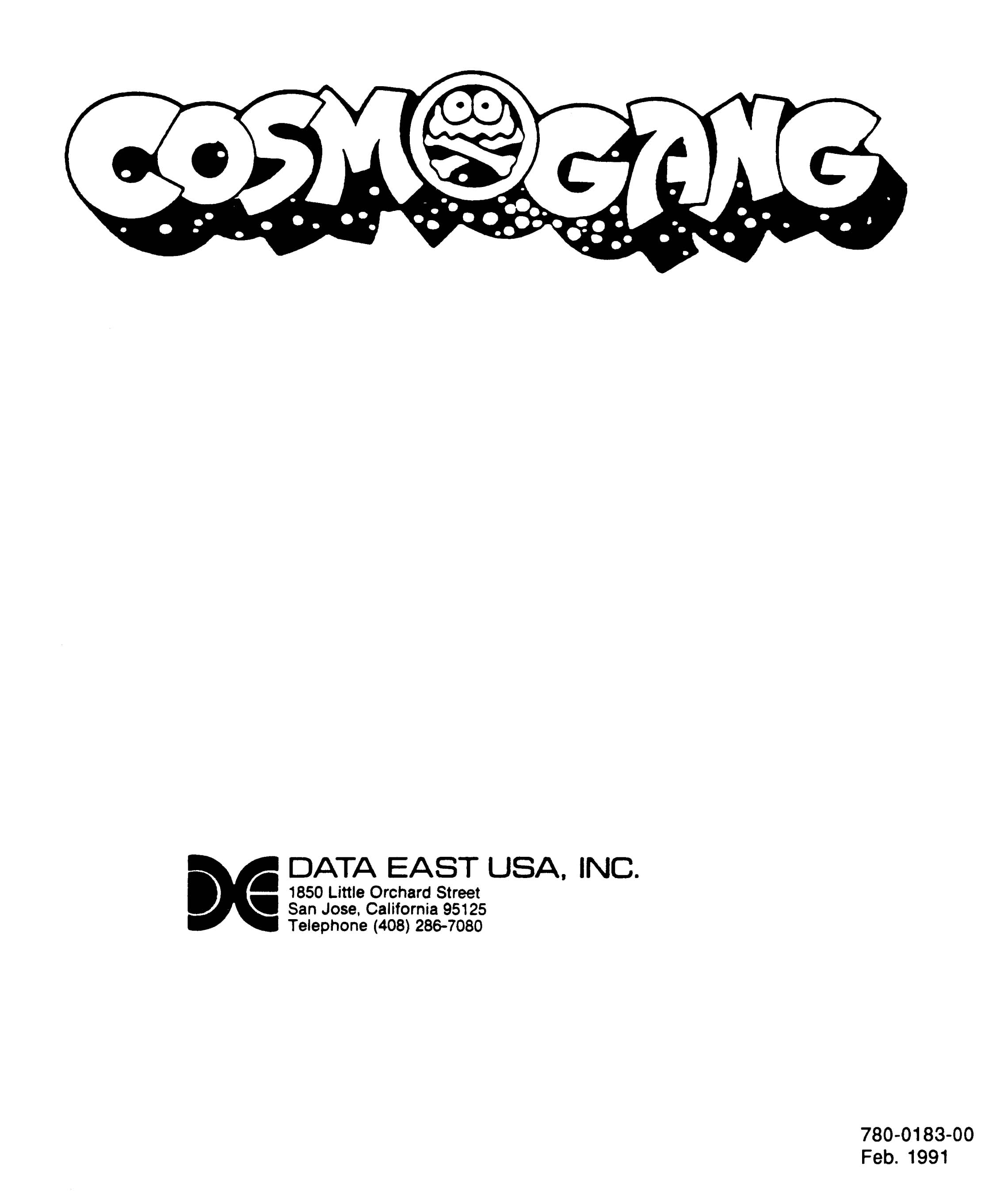 COSMOGANG (Data East) Manual