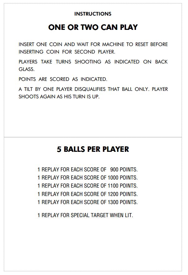FIRE CRACKER (Chicago Coin) Score Card