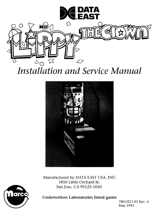LIPPY THE CLOWN (Data East) Manual