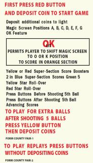 COUNTY FAIR Bingo (Bally) Score Cards