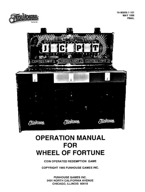 WHEEL OF FORTUNE (Funhouse) Manual