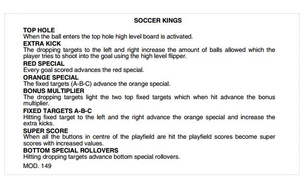 SOCCER KINGS (Zaccaria) Score Card Set