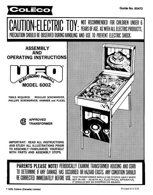 UFO (Coleco) Manual