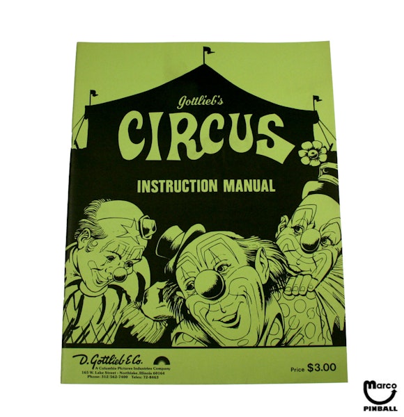 DOC2677 CIRCUS (Gottlieb) Manual Marco Specialties Pinball Parts