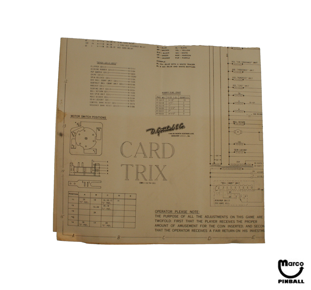 CARD TRIX (Gottlieb) Schematic