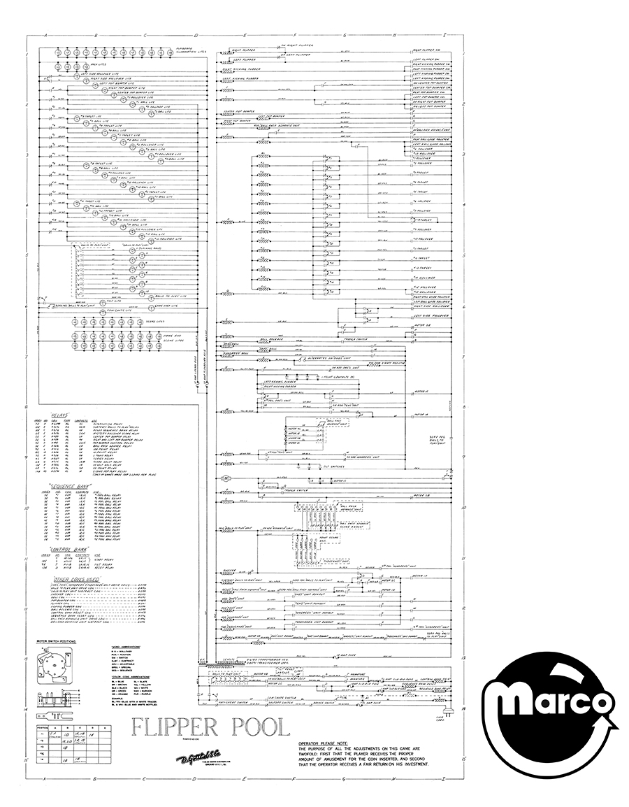 FLIPPER POOL (Gottlieb) Schematic