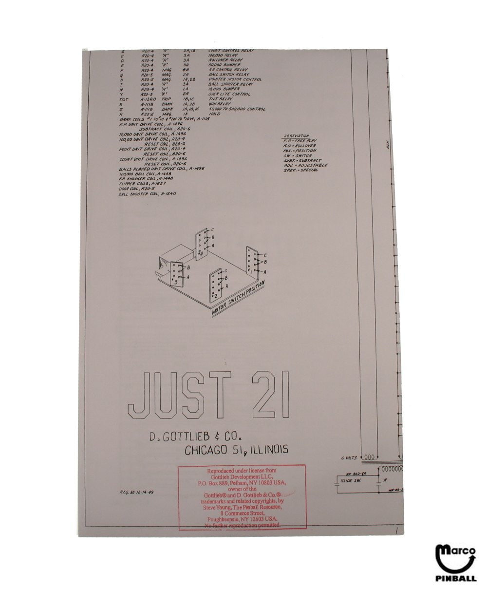 JUST 21 (Gottlieb) Schematic