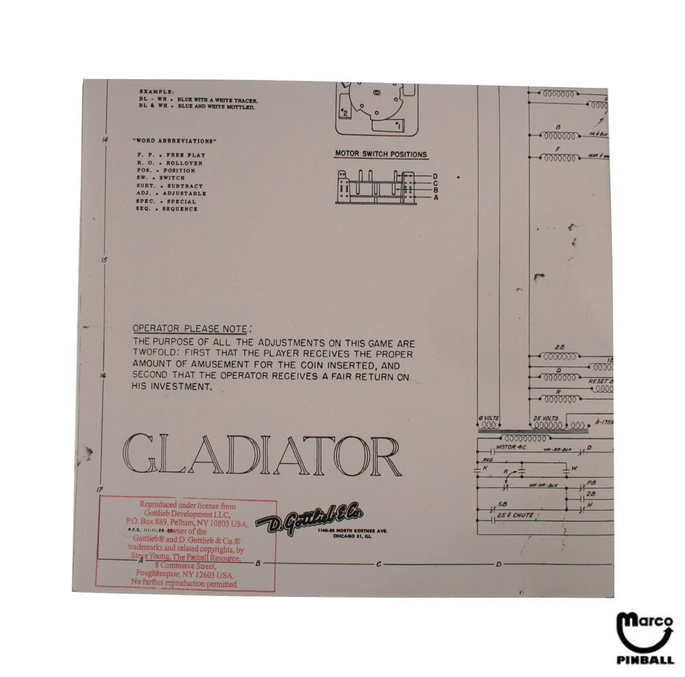 GLADIATOR (Gottlieb 1956) Schematic