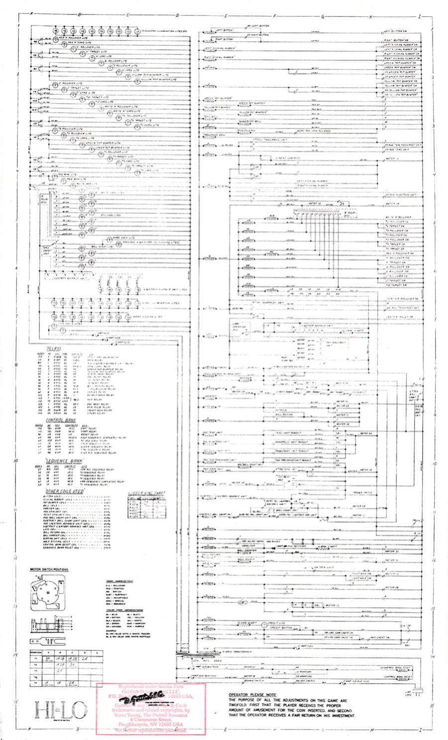 HI LO (Gottlieb) Schematic