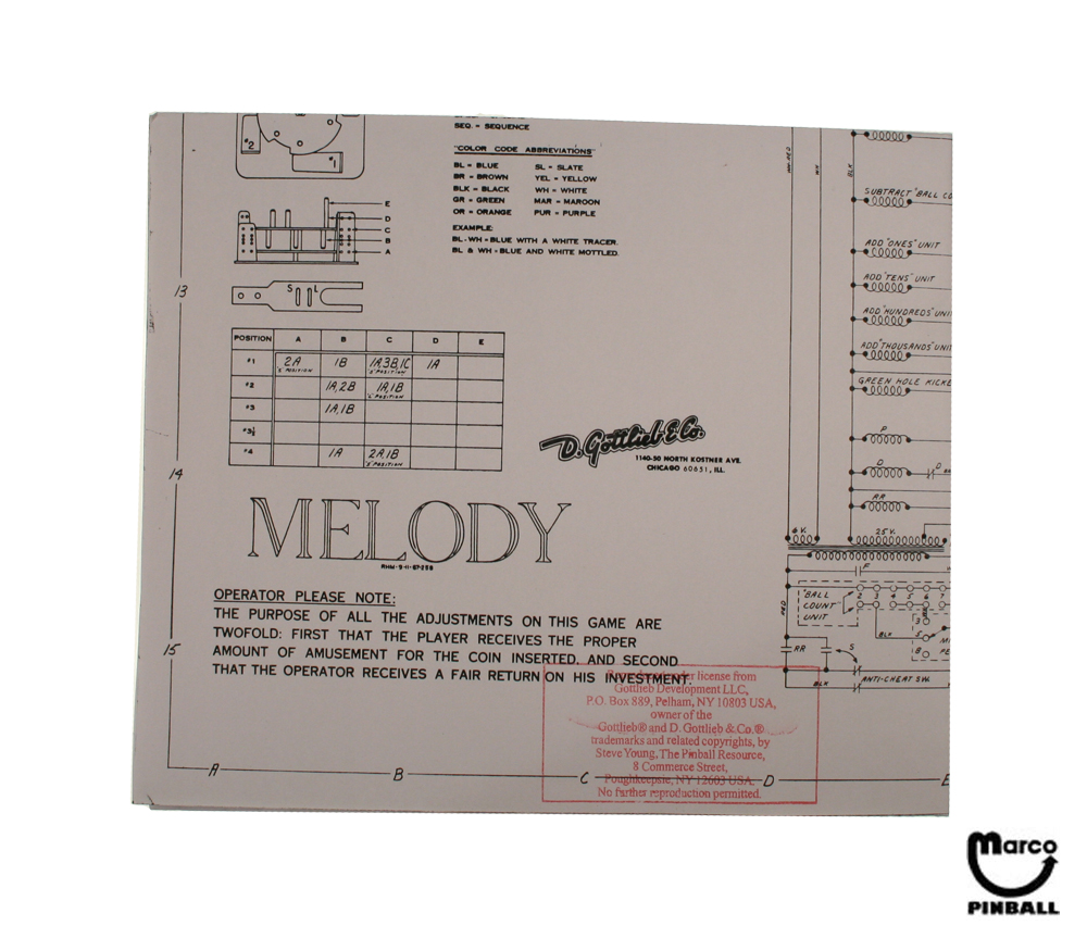 MELODY (Gottlieb) Schematic