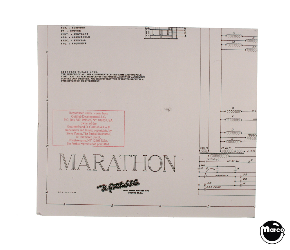 MARATHON (Gottlieb) Schematic