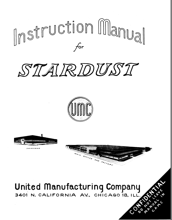 STARDUST Bingo (United) Manual & Schematic