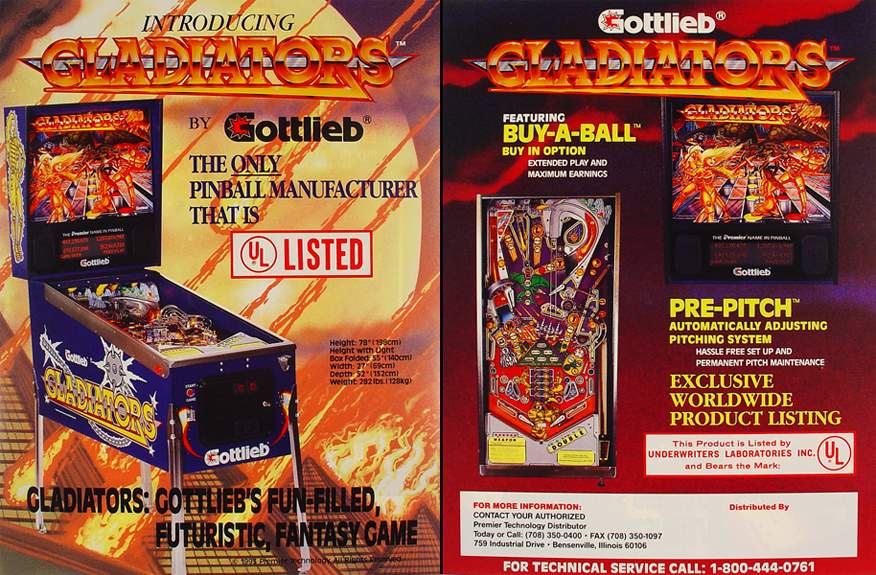 GLADIATORS (Gottlieb) Flyer